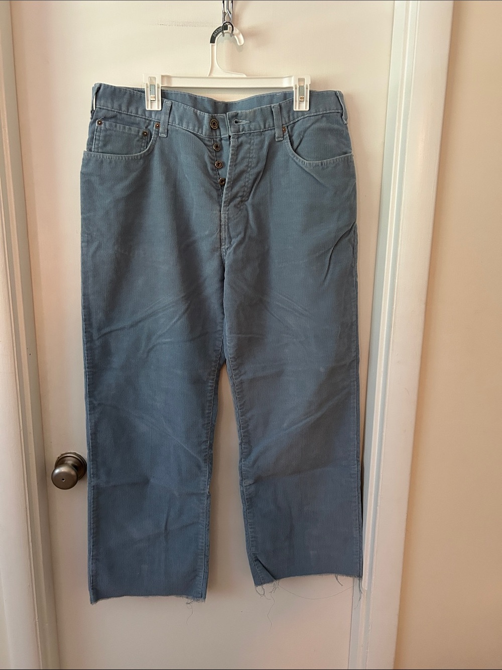 Abercrombie & Fitch Wide Leg Corduroy Pants in Dusty Blue
